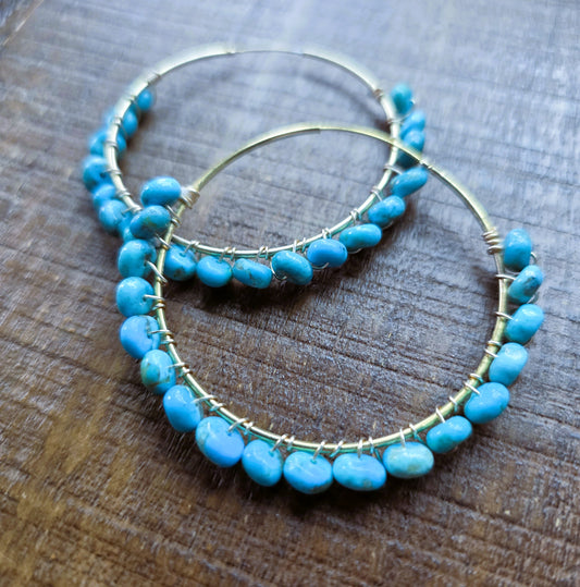 Large Turquoise Hoop Earrings
