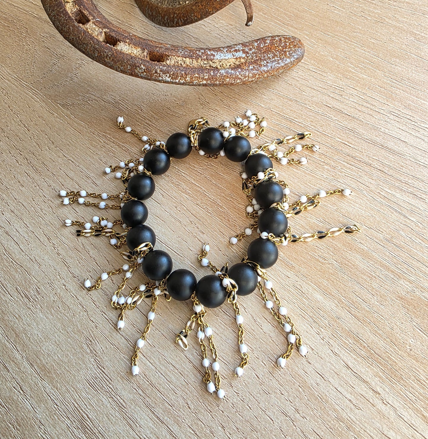 Black Onyx & Chain Bracelet