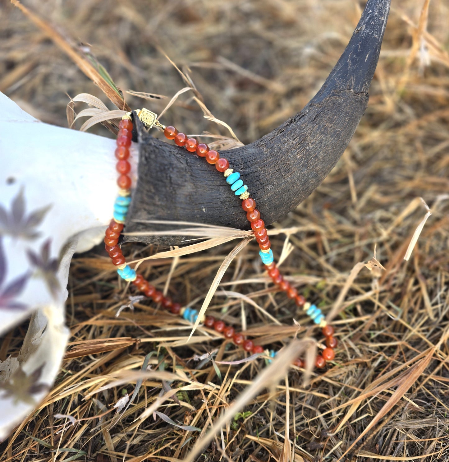 Ruby - Carnelian & Turquoise Long Necklace