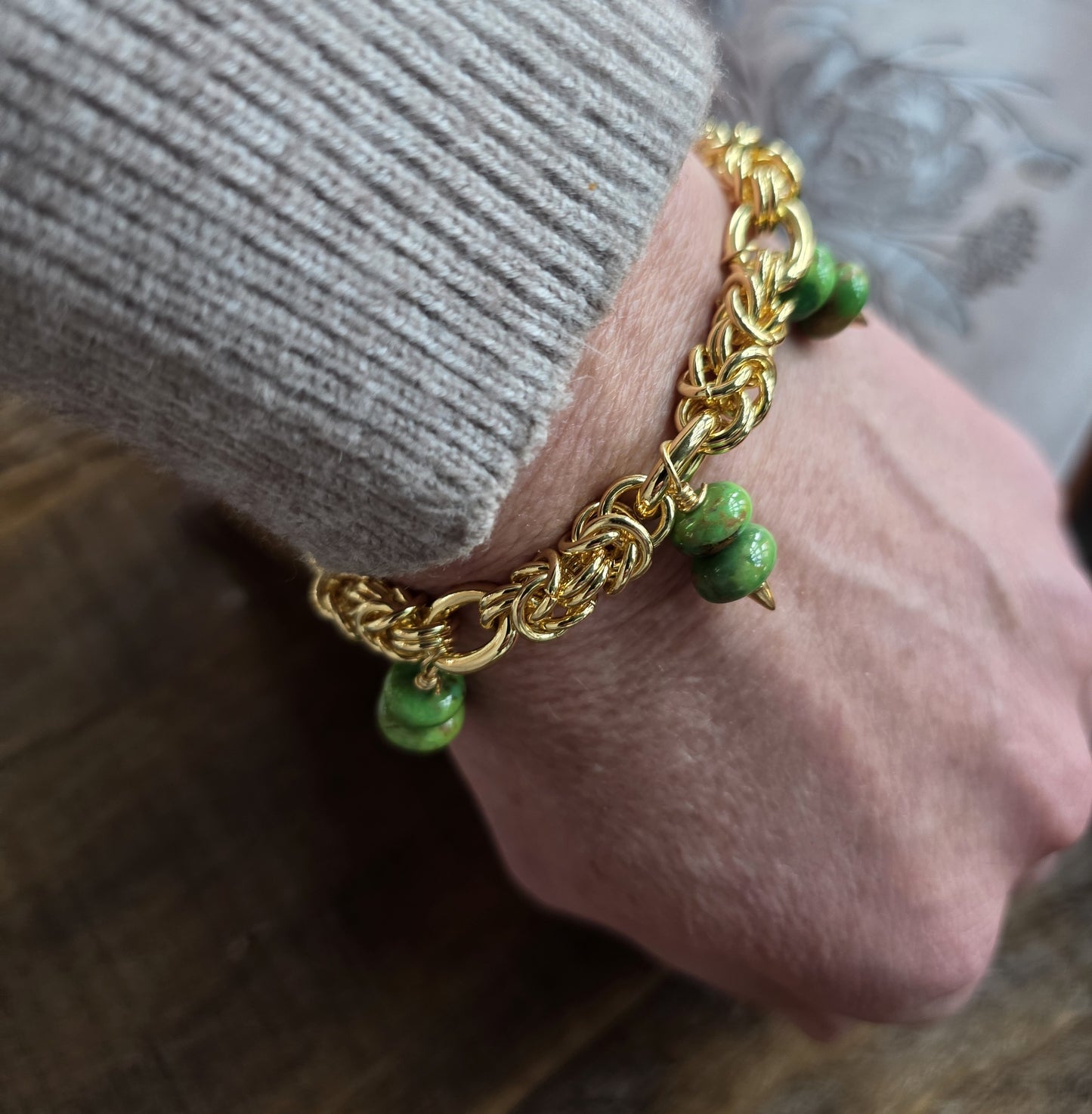 Green Turquoise Charm Bracelet