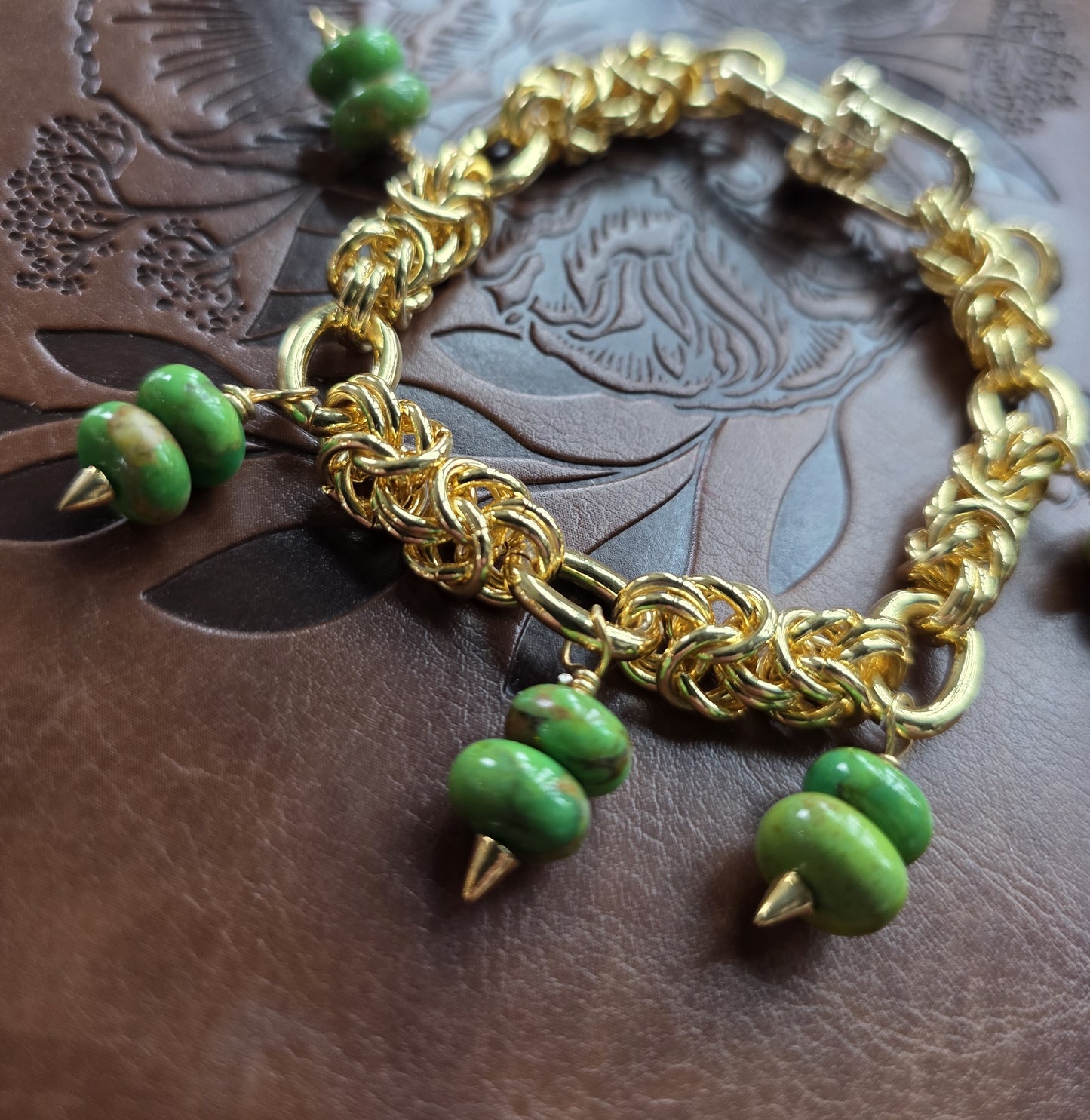 Green Turquoise Charm Bracelet