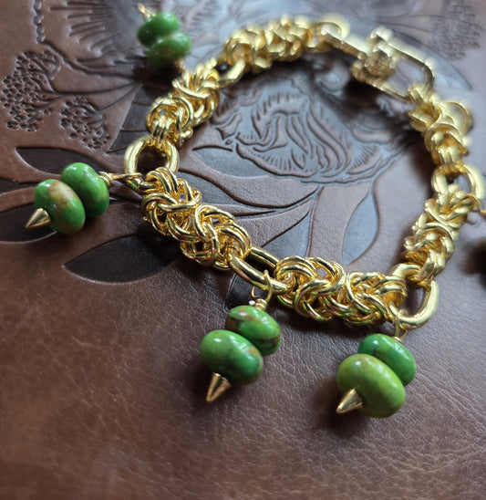 Green Turquoise Charm Bracelet