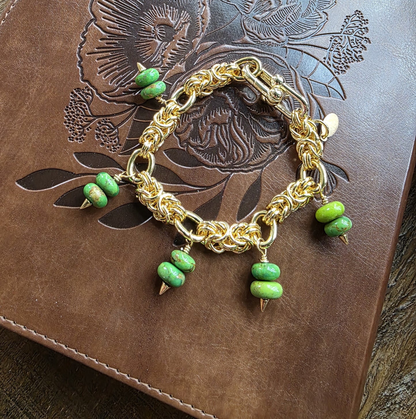 Green Turquoise Charm Bracelet