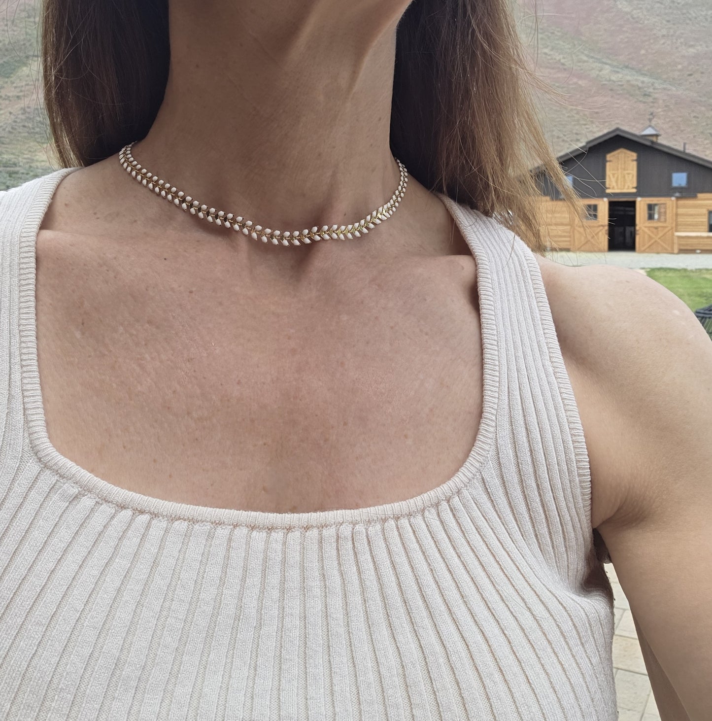 Chevron Enamel Necklace