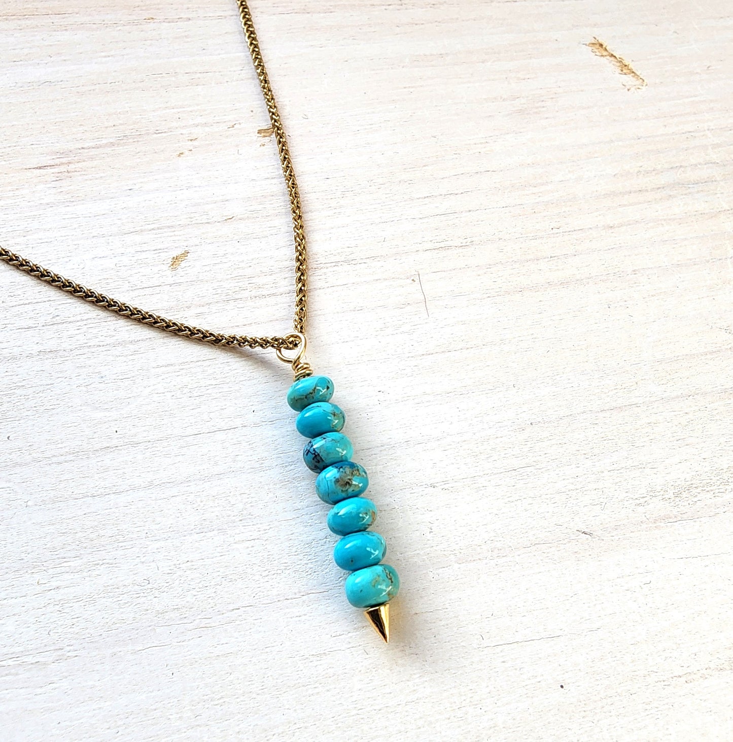 Turquoise Spike Gold Necklace