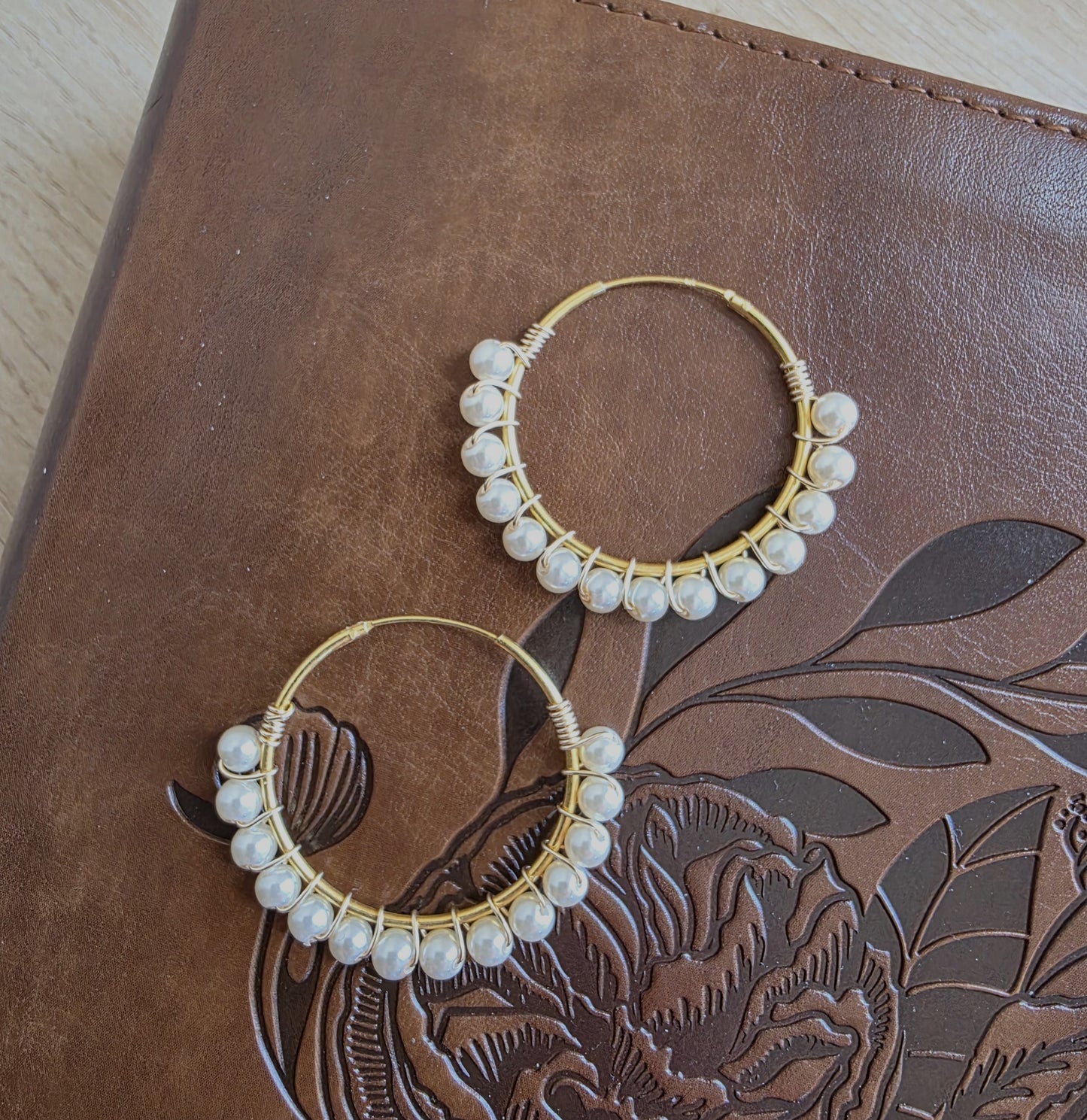 Pearl Wrap Hoop Earrings