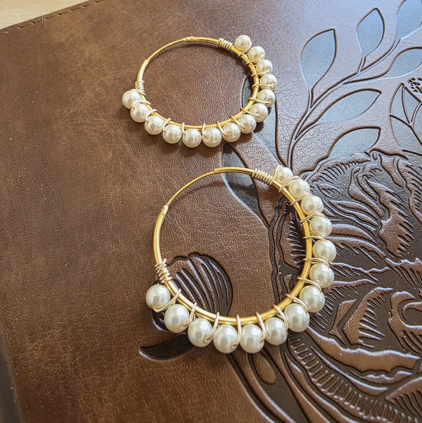 Pearl Wrap Hoop Earrings