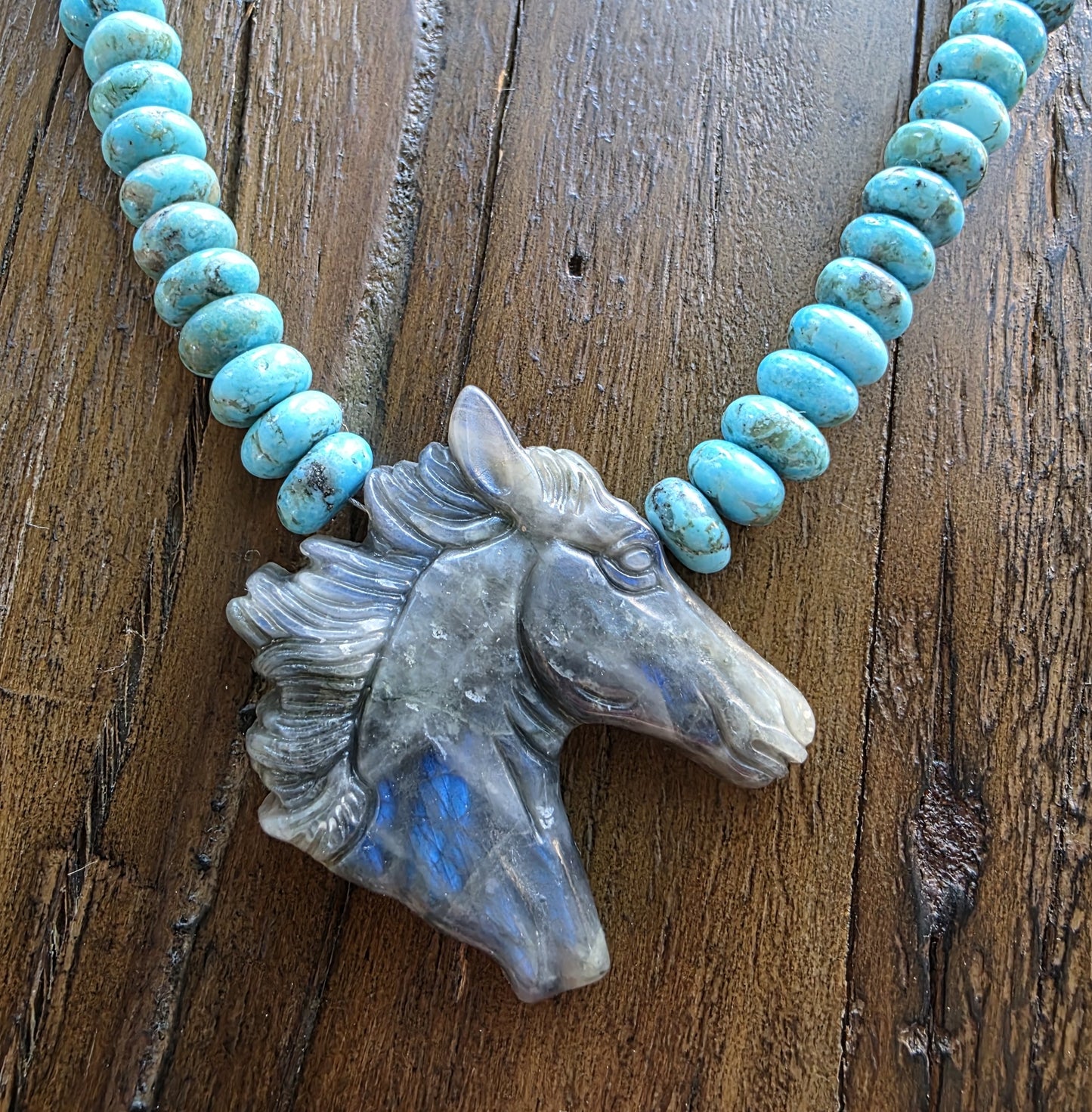 Labradorite Horse Pendant Necklace