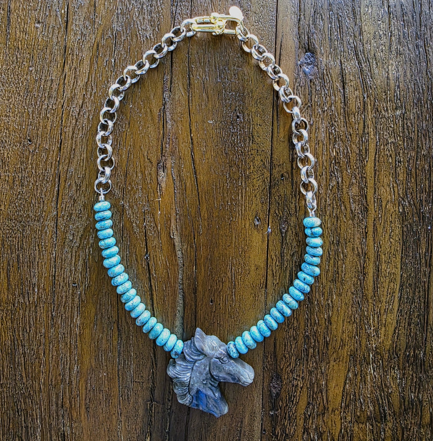 Labradorite Horse Pendant Necklace