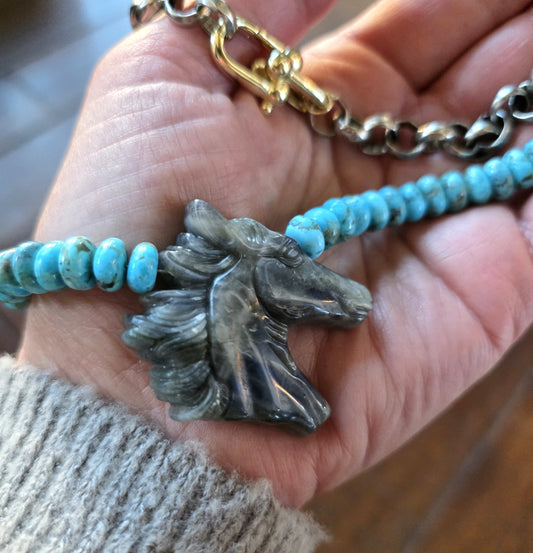 Labradorite Horse Pendant Necklace