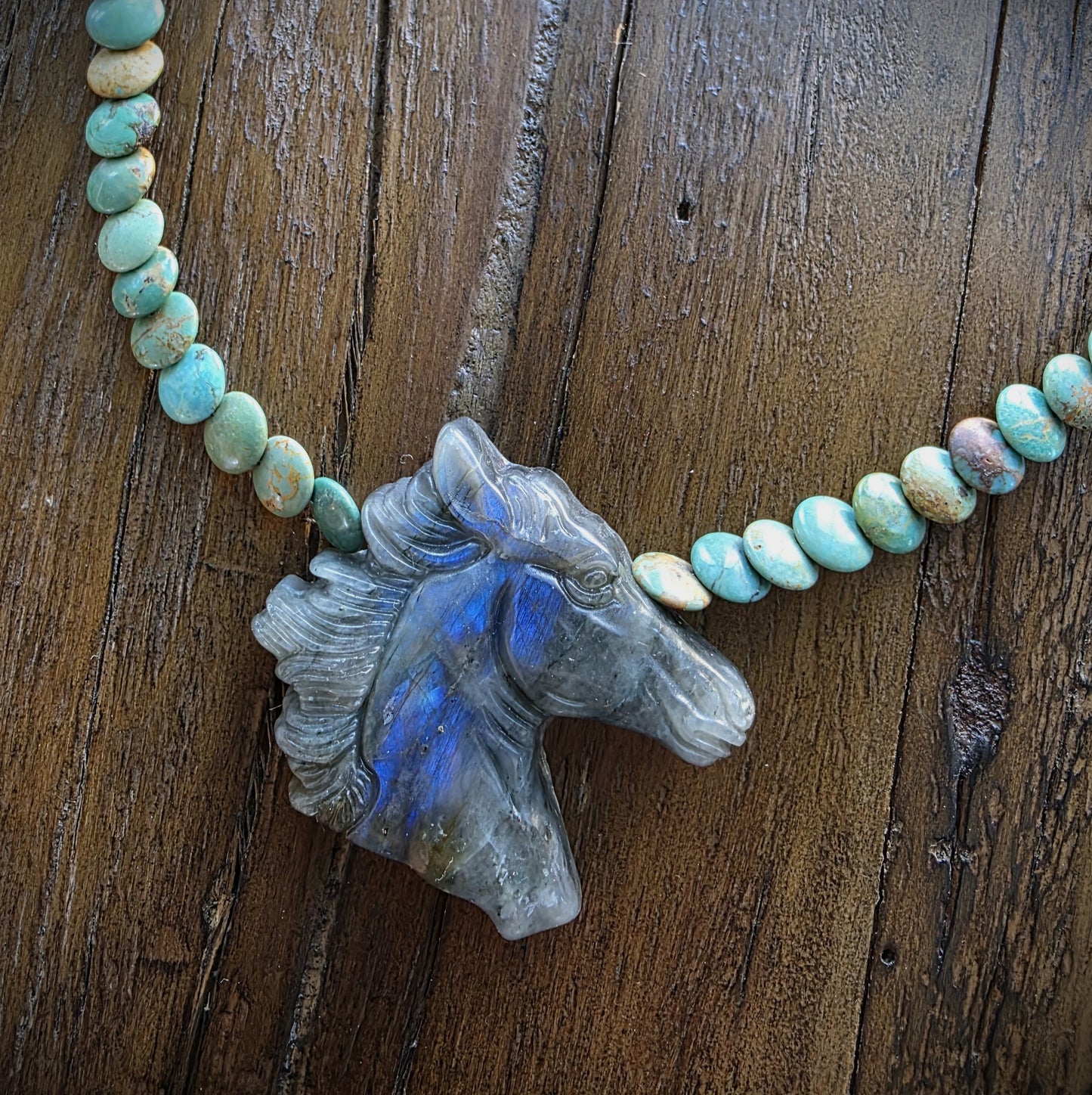 Labradorite Horse Pendant Necklace