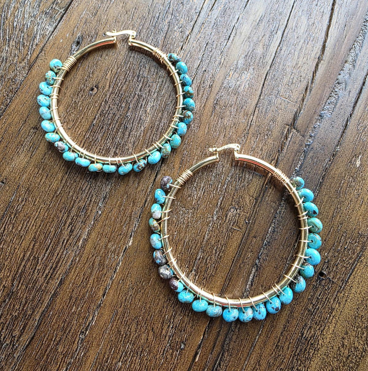 Large Turquoise Hoop Earrings