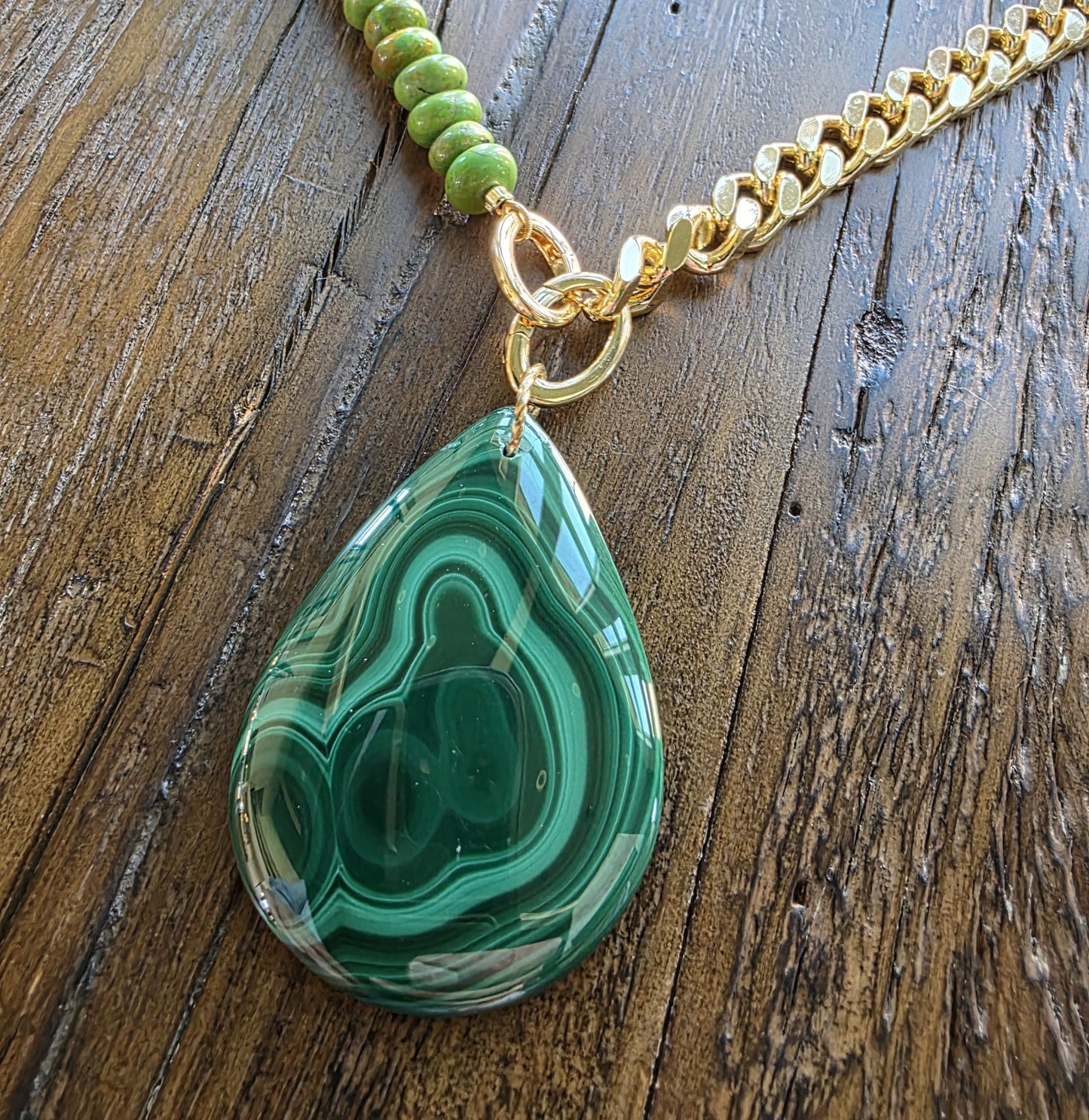 Malachite Drop Pendant Necklace