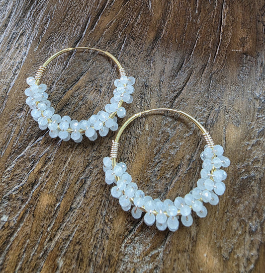 Moonstone Wrap Hoop Earrings