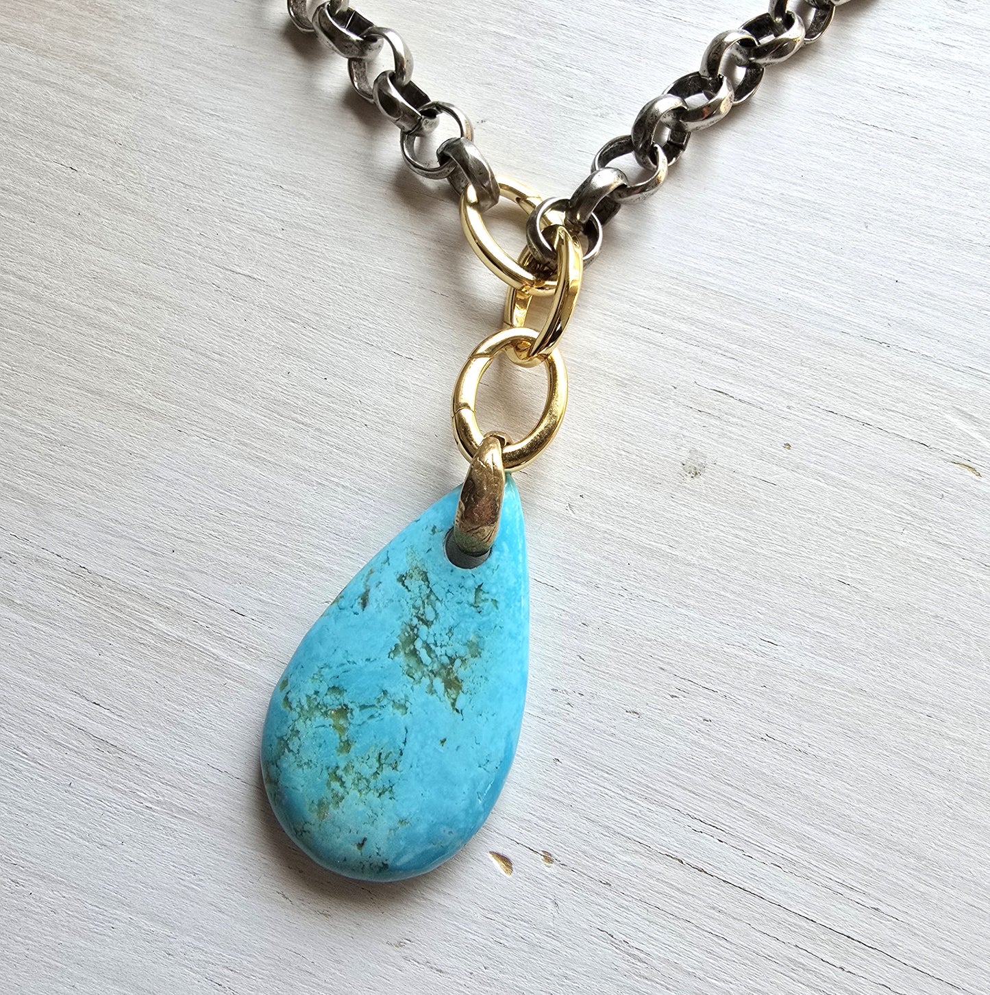 Norene - Silver Tear Drop Turquoise Necklace