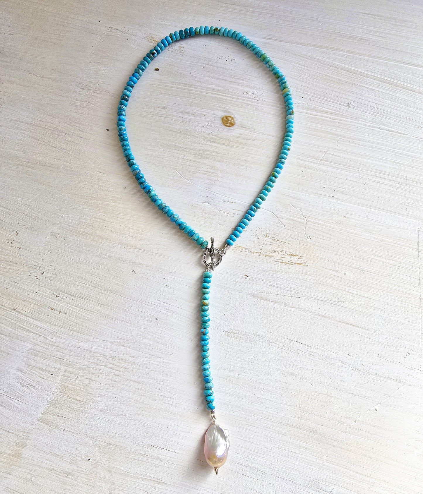 Sasha Turquoise Pearl Lariat Necklace