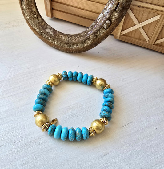 Scottsdale - Turquoise & Gold Bead Bracelet