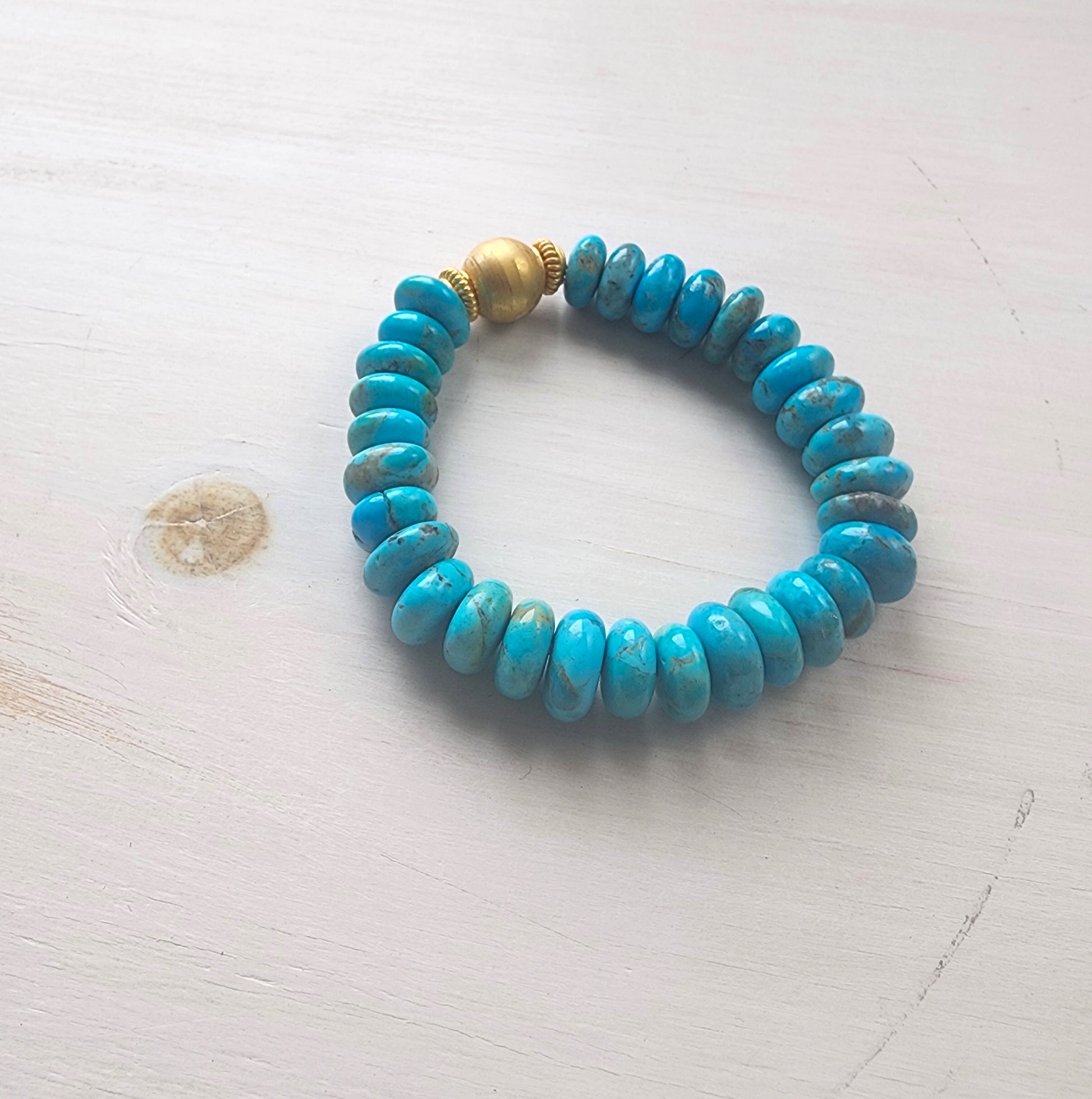 Phoenix Turquoise Gold Bead Bracelet RudyBlu - Main Image