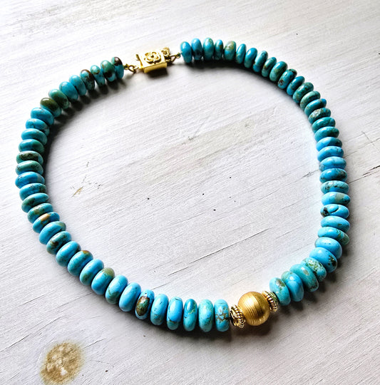 Arizona - Turquoise & Gold Bead Necklace