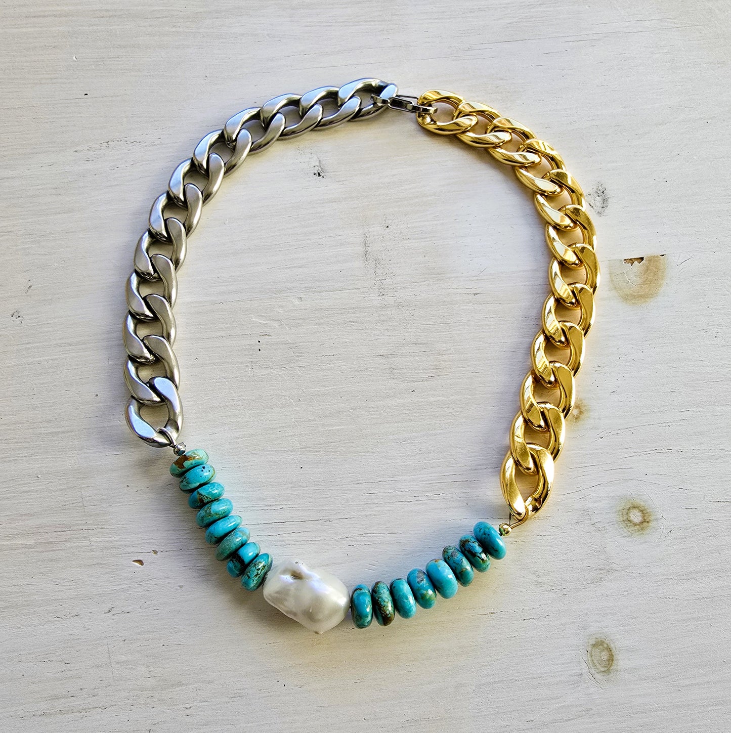 Jolene - Mixed Metal Turquoise Necklace