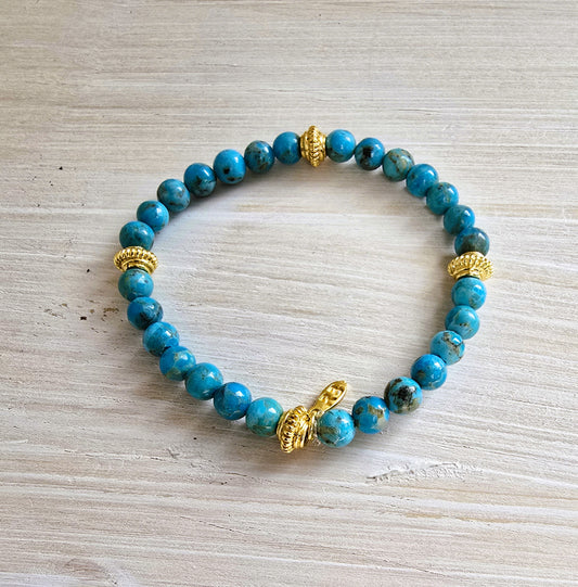 Cruz Turquoise Round Bead Stretch Bracelet