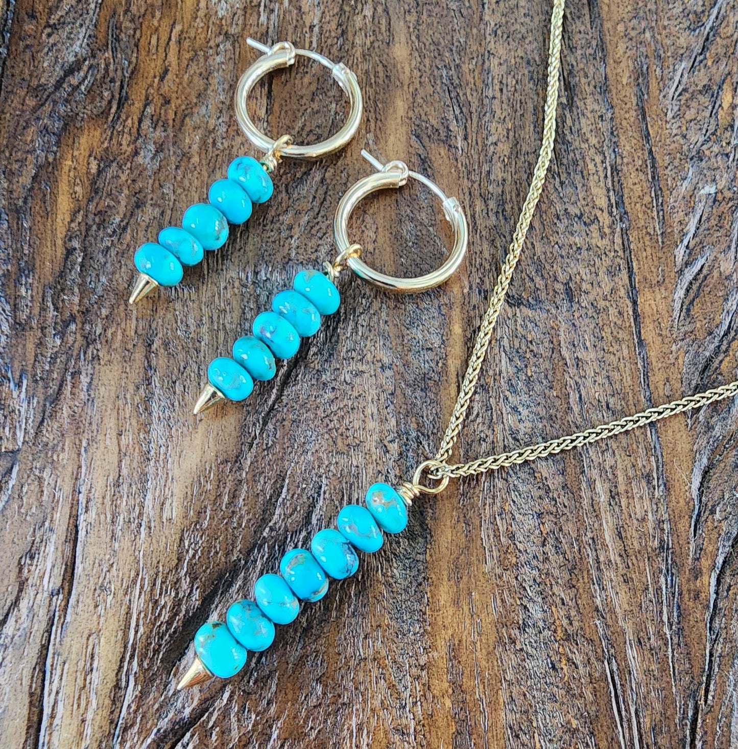 Turquoise Spike Gold Necklace