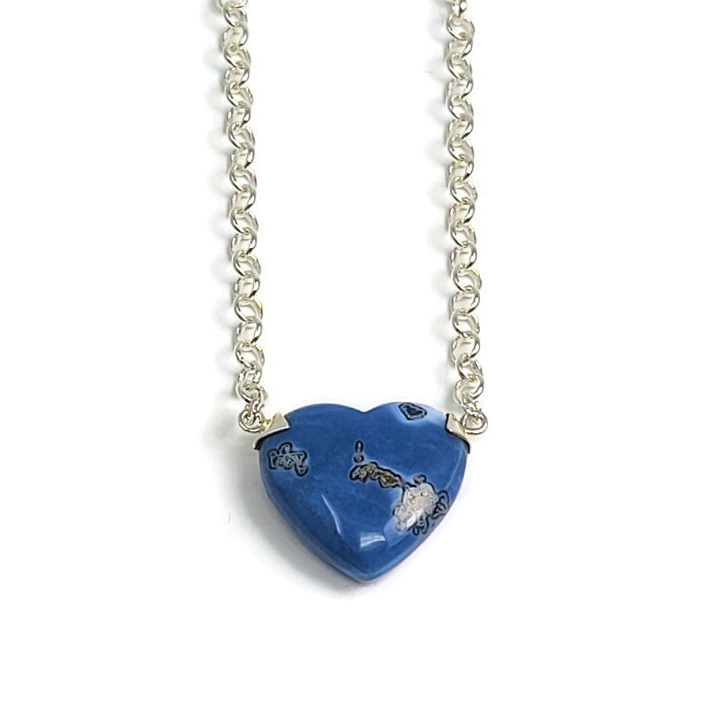 Blue Opal Heart Pendant Necklace