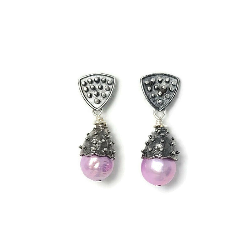 True Grit Lavender Pearl Drop Earrings