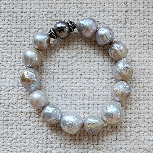 Silver Pearl Stretch Bracelet