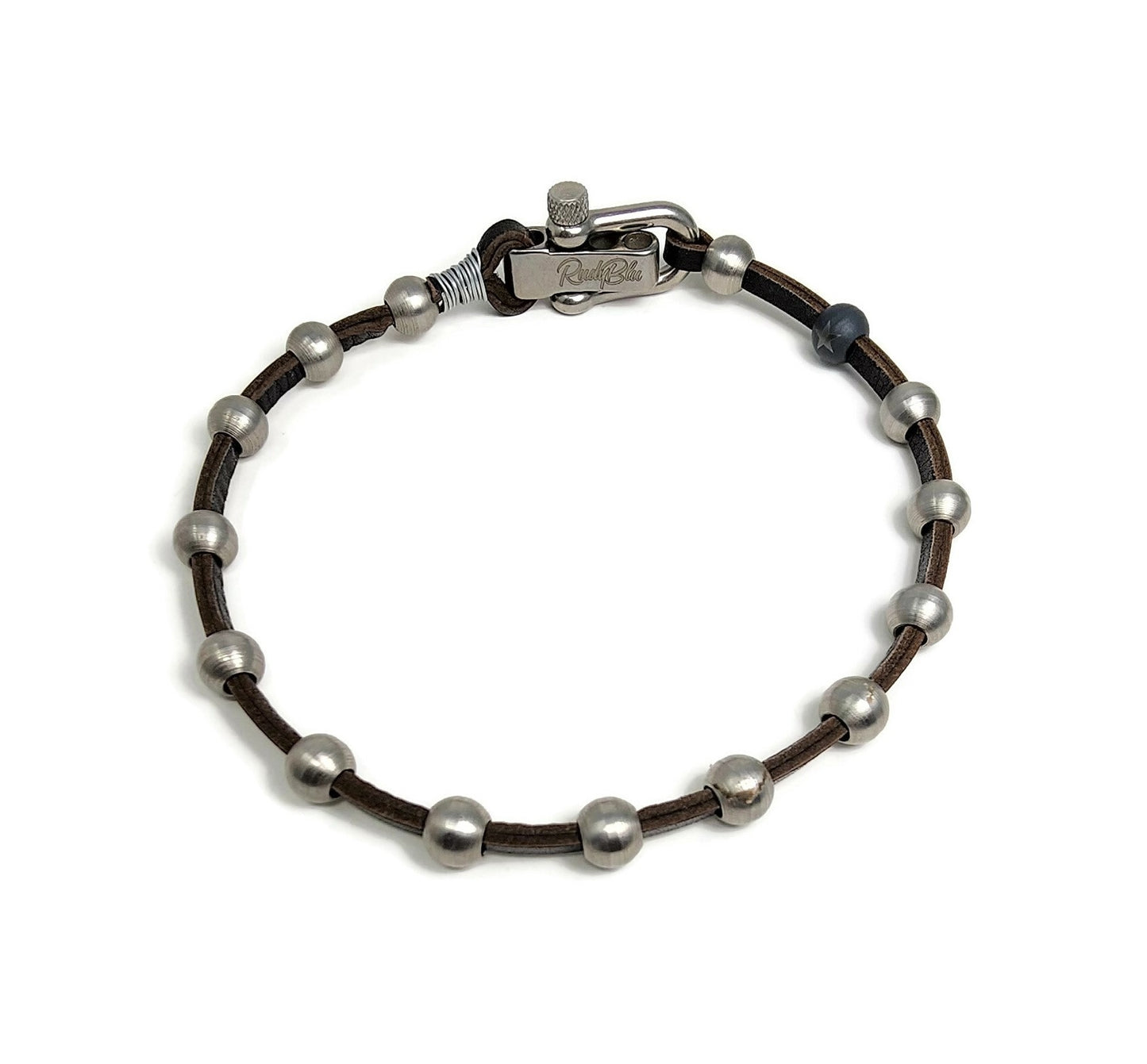 Leather & Steel Ball Shackle Necklace