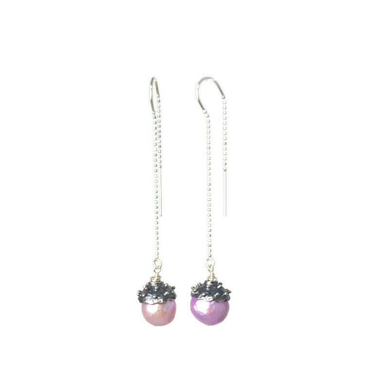True Grit Lavender Pearl Threader Earrings